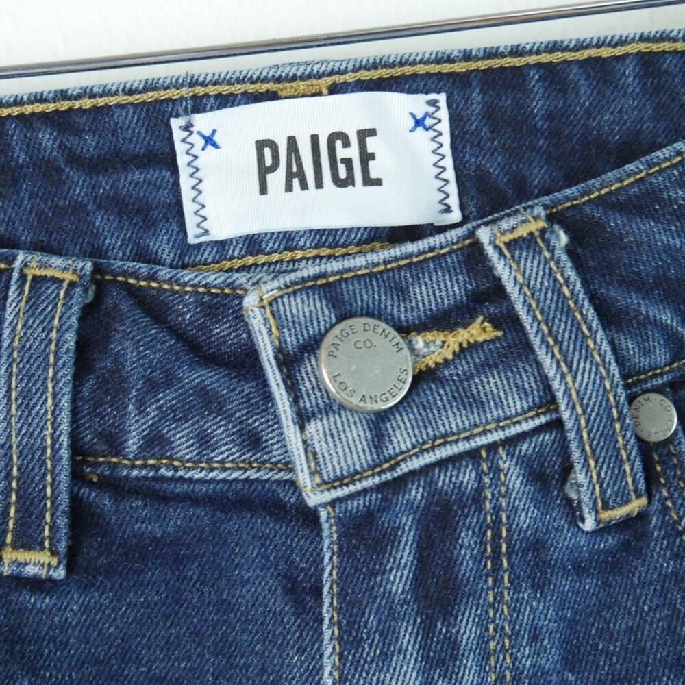 Paige Margot Short Size 23 High Rise Denim Blue Jean Short Shorts Distressed - Picture 2 of 10
